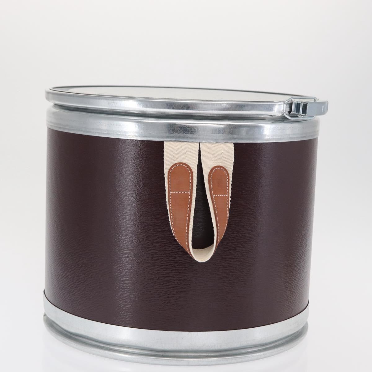 HERMES Box Small Box Storage Box metal Bordeaux Auth 168947M