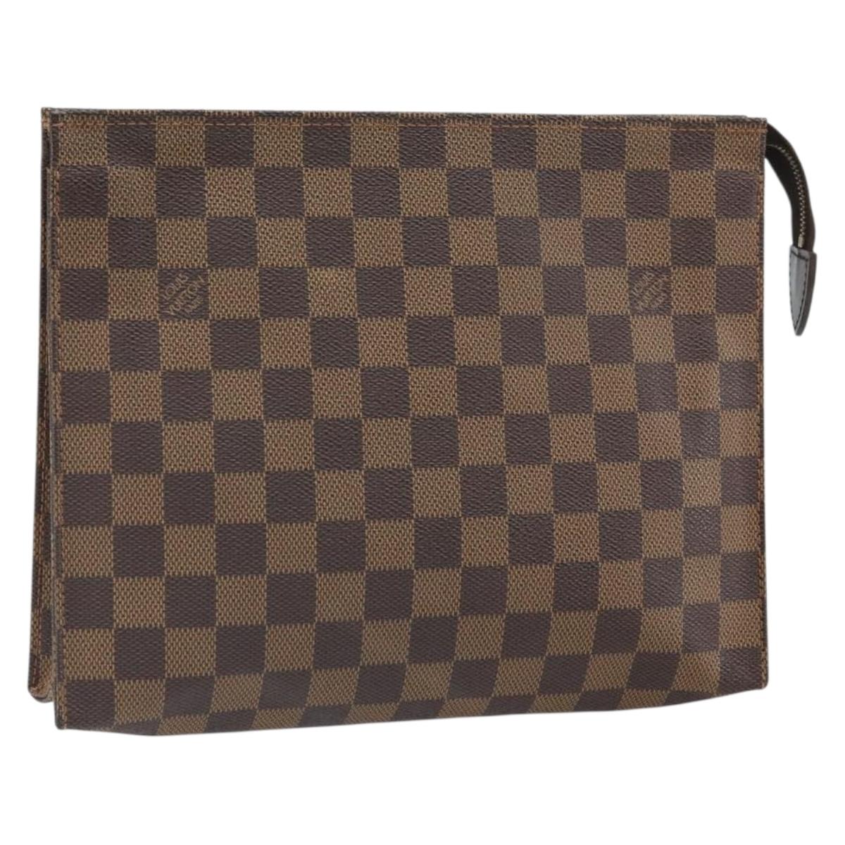 LOUIS VUITTON Damier Ebene Poche Toilette 26 Pouch N47543 LV Auth 168948