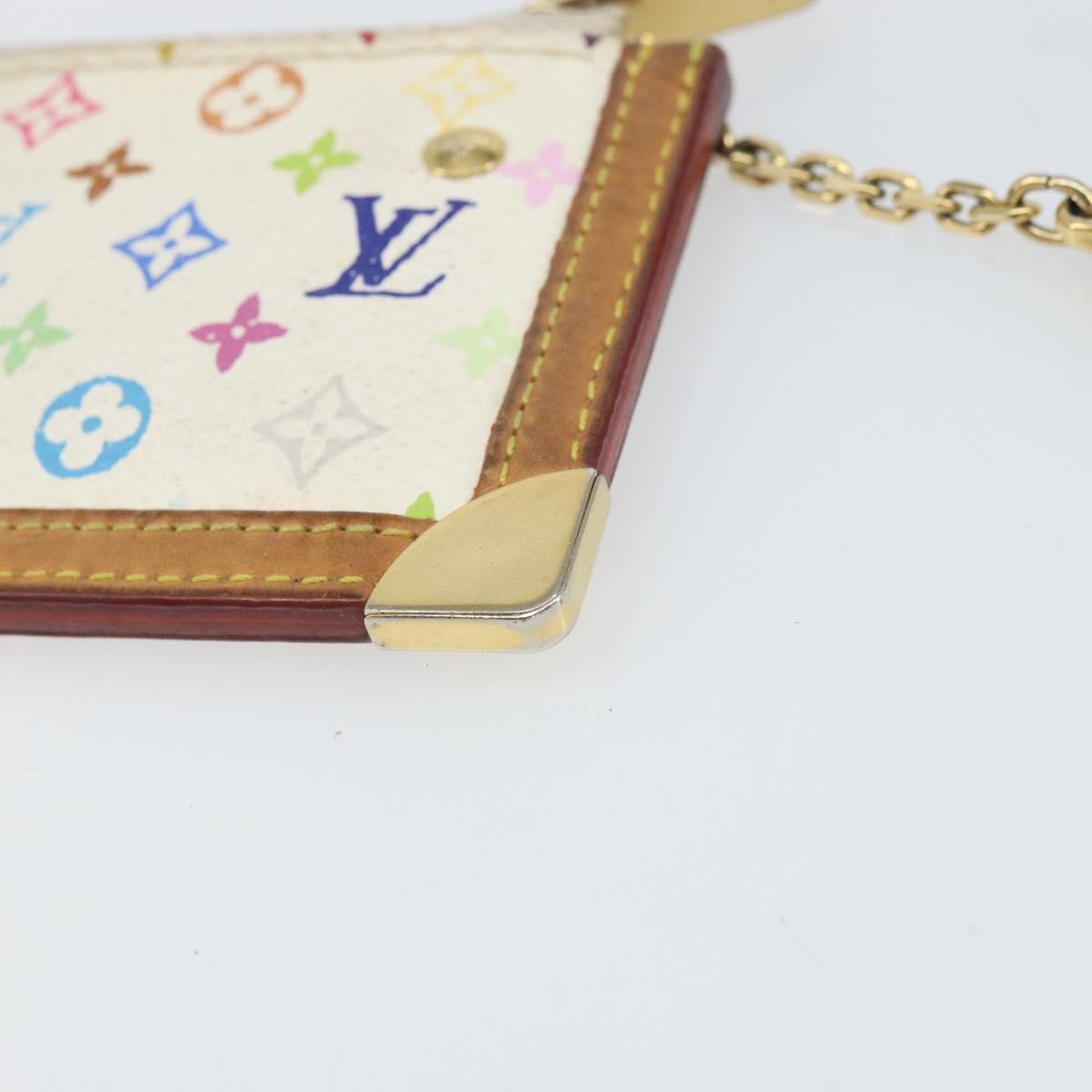 LOUIS VUITTON Monogram Multicolor Pochette Cles Purse White M92655 Auth 168950
