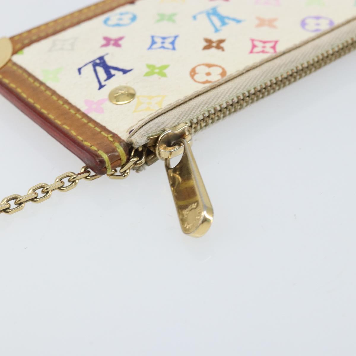LOUIS VUITTON Monogram Multicolor Pochette Cles Purse White M92655 Auth 168950
