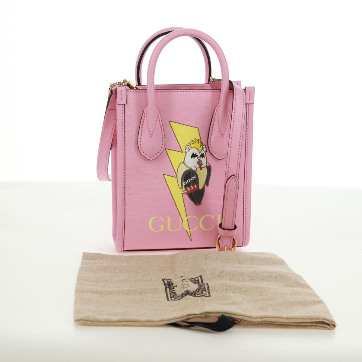 GUCCI Hand Bag Leather 2way Pink Gold 671623 Auth 168965M