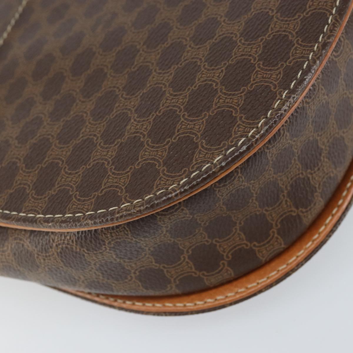 CELINE Macadam Canvas Shoulder Bag PVC Leather 2way Brown Gold Auth 168969