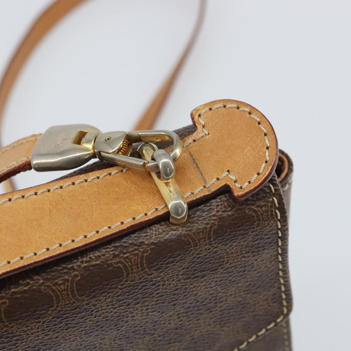 CELINE Macadam Canvas Shoulder Bag PVC Leather 2way Brown Gold Auth 168969