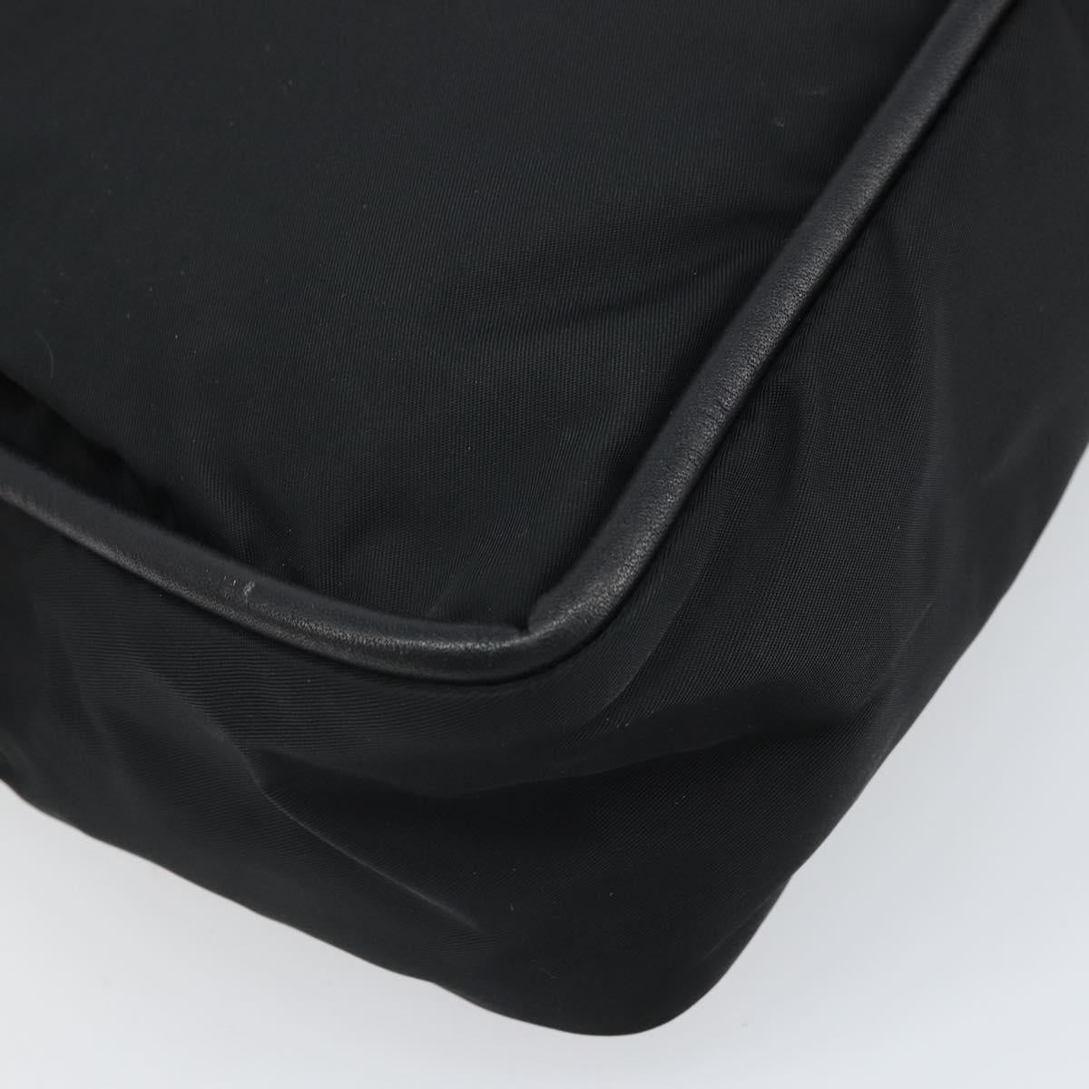 CELINE Circle Hand Bag Nylon Black Gold Auth 168970
