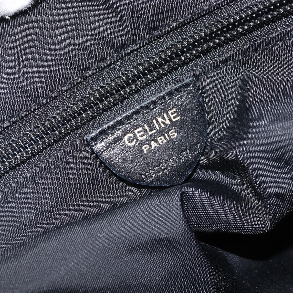 CELINE Circle Hand Bag Nylon Black Gold Auth 168970