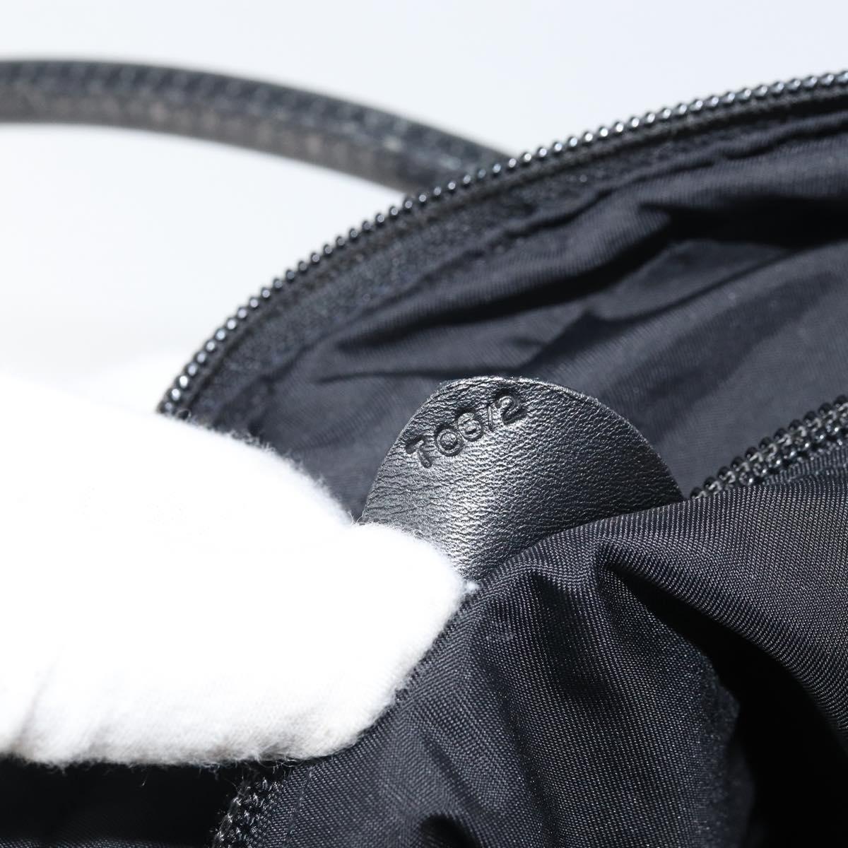 CELINE Circle Hand Bag Nylon Black Gold Auth 168970