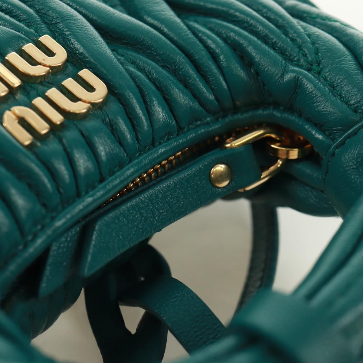 Miu Miu Matelasse Micro Hobo Shoulder Bag Leather Green Gold Auth 168972SM