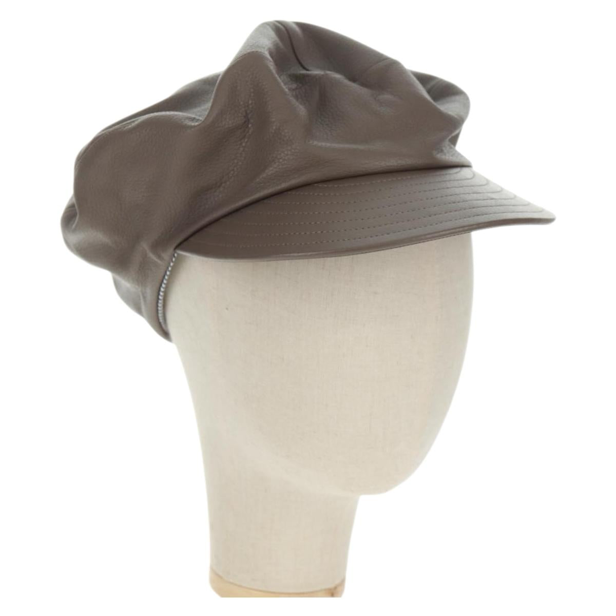 LOUIS VUITTON Cap Leather Beige LV Auth 168997M