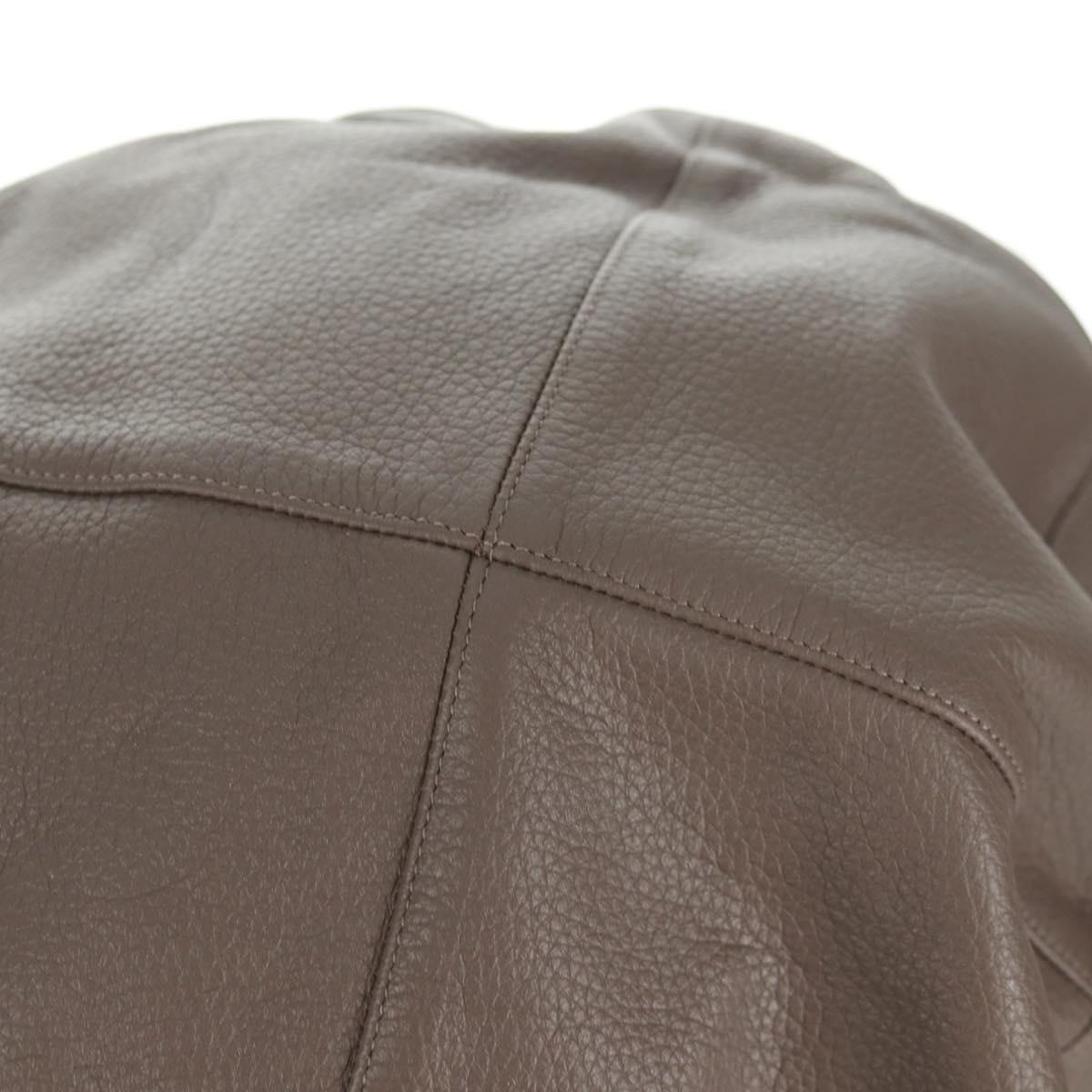 LOUIS VUITTON Cap Leather Beige LV Auth 168997M