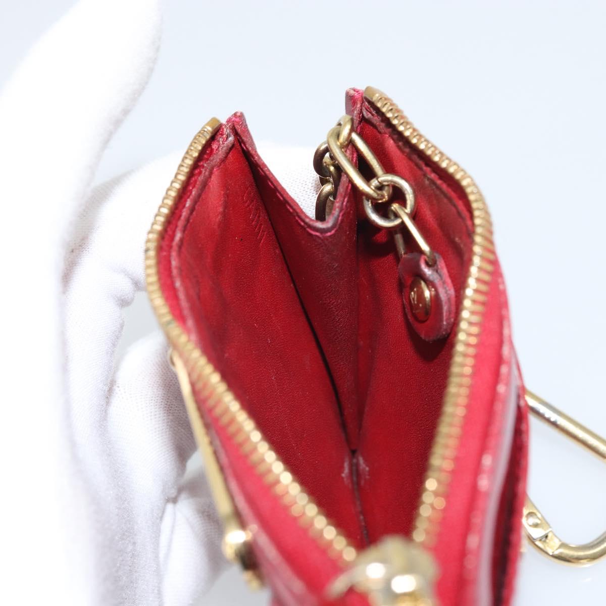 LOUIS VUITTON Vernis Pochette Cle NM Purse Rouge Grunadine M91737 LV Auth 168999