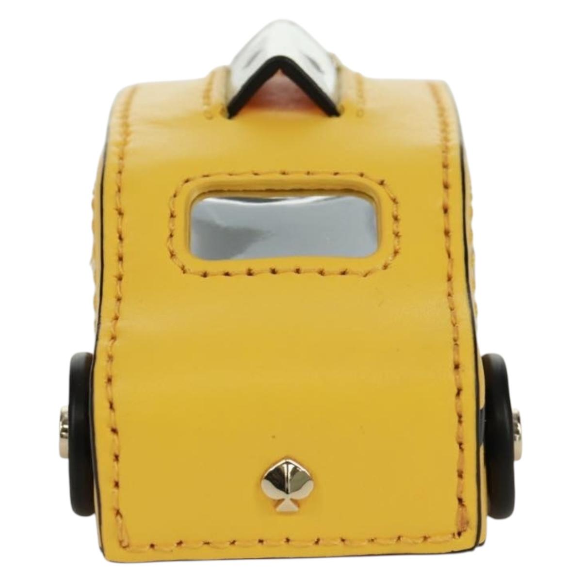 kate spade On a Roll Taxi Key Holder Leather Yellow Gold Auth 169001V