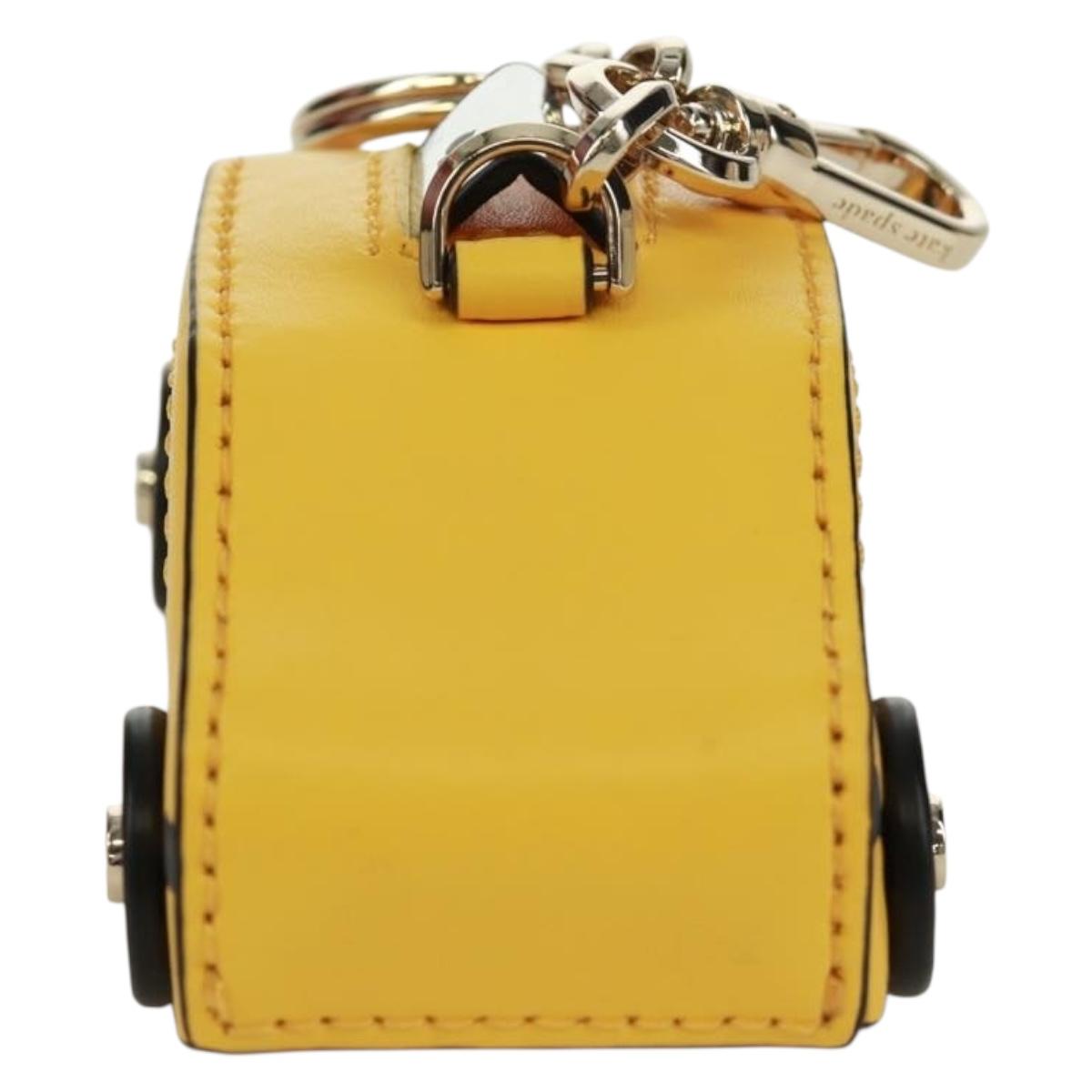 kate spade On a Roll Taxi Key Holder Leather Yellow Gold Auth 169001V
