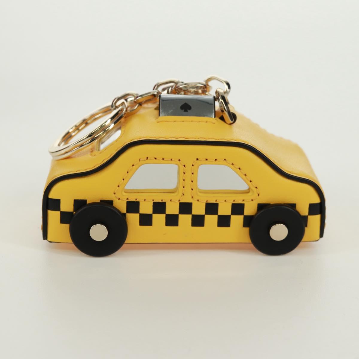 kate spade On a Roll Taxi Key Holder Leather Yellow Gold Auth 169001V