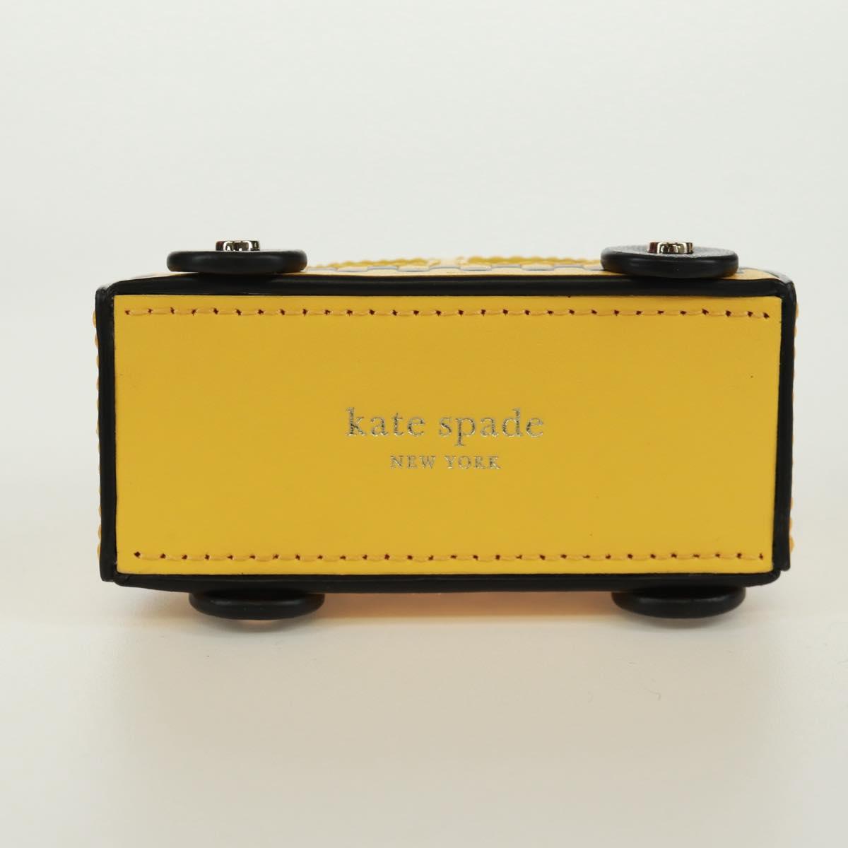 kate spade On a Roll Taxi Key Holder Leather Yellow Gold Auth 169001V