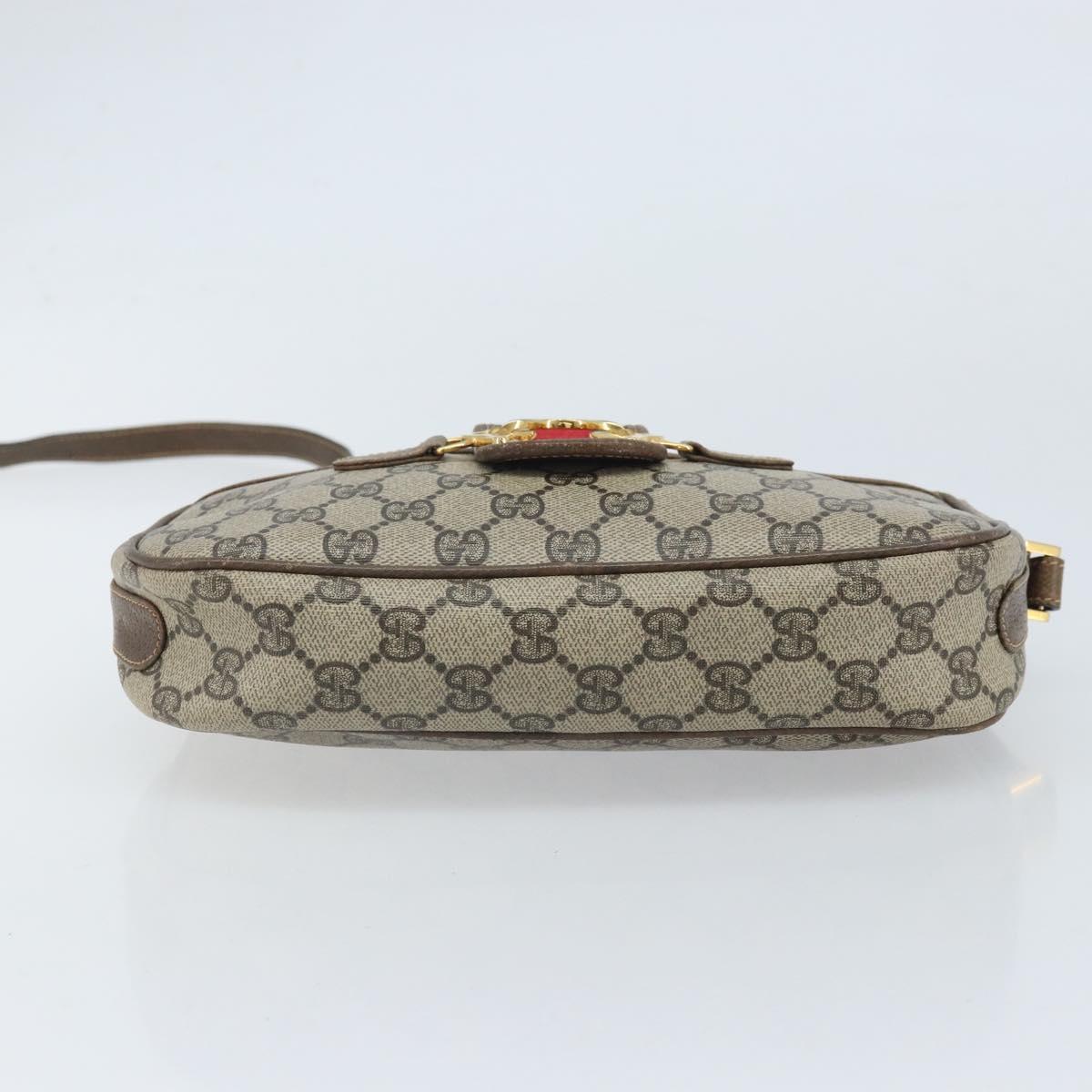 GUCCI GG Supreme Web Sherry Line Shoulder Bag PVC Beige Gold Auth 169012