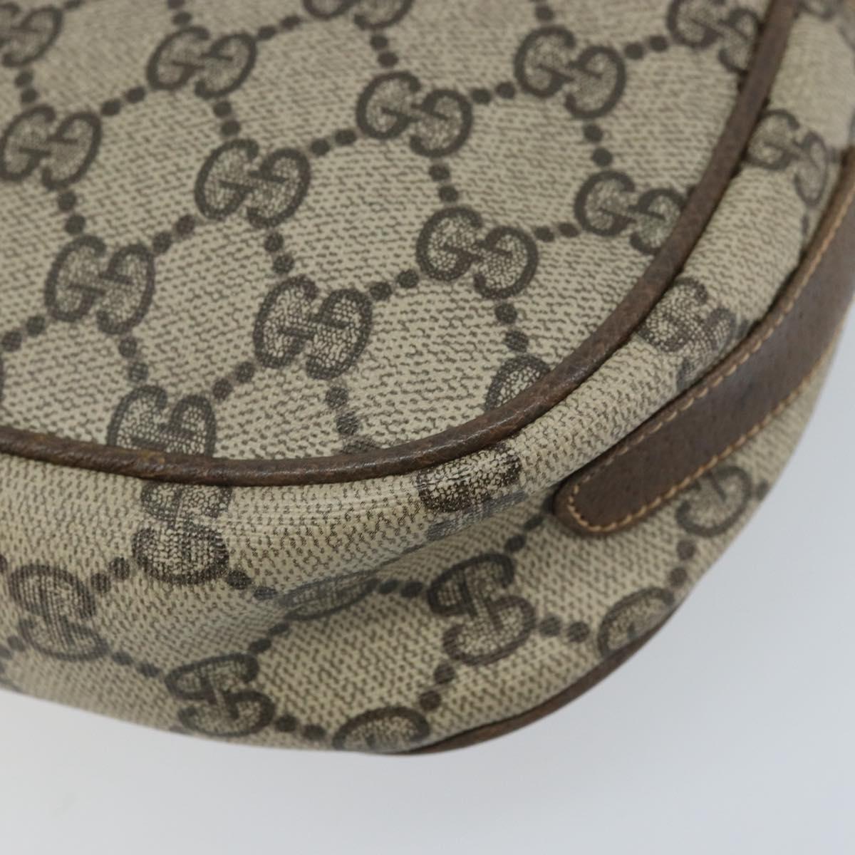 GUCCI GG Supreme Web Sherry Line Shoulder Bag PVC Beige Gold Auth 169012