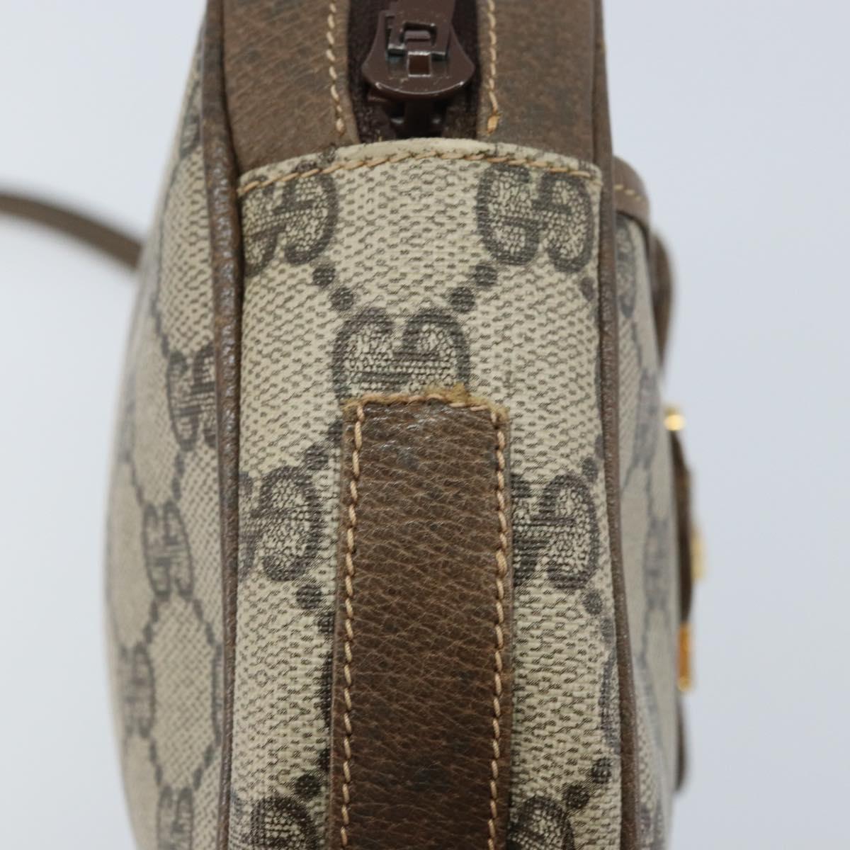 GUCCI GG Supreme Web Sherry Line Shoulder Bag PVC Beige Gold Auth 169012