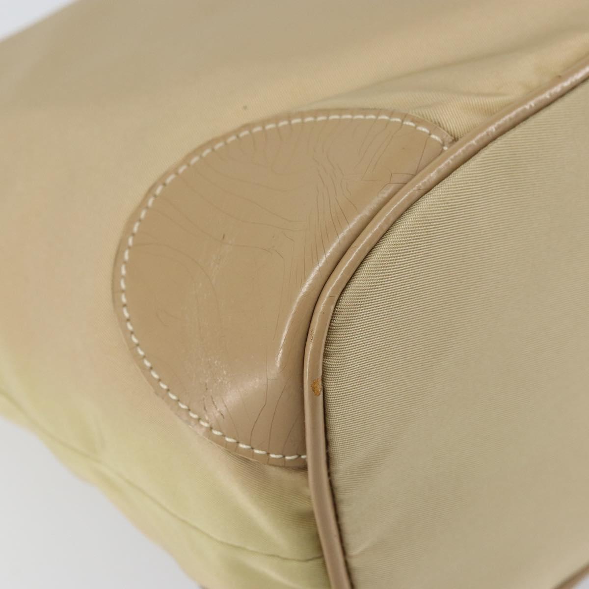 PRADA Shoulder Bag Nylon Beige Silver Auth 169023
