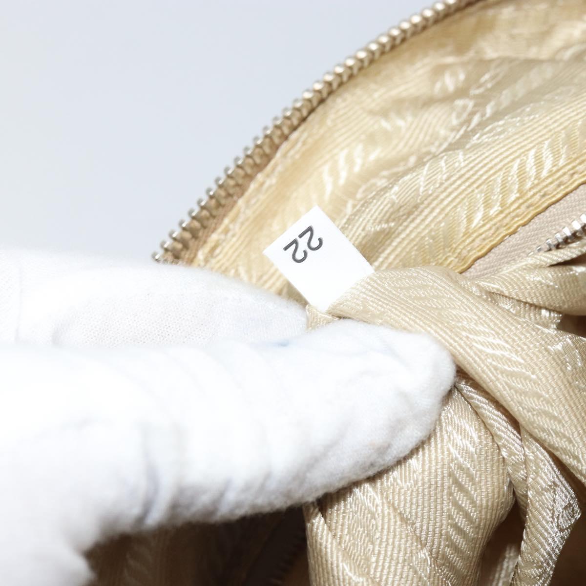 PRADA Shoulder Bag Nylon Beige Silver Auth 169023