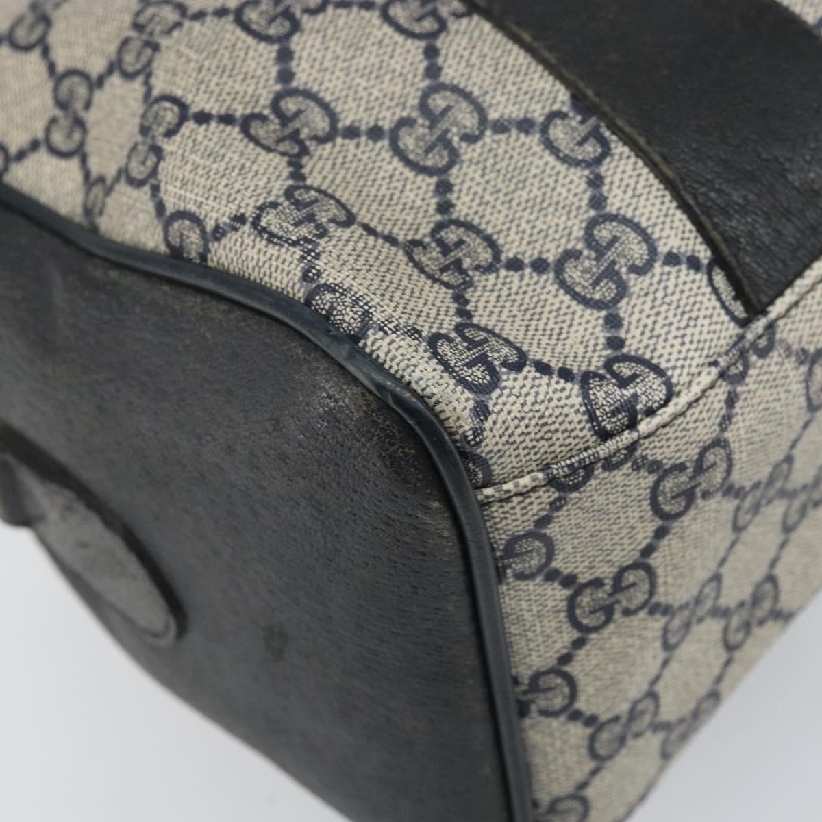 GUCCI GG Supreme Sherry Line Boston Bag PVC Navy Gold Auth 169024