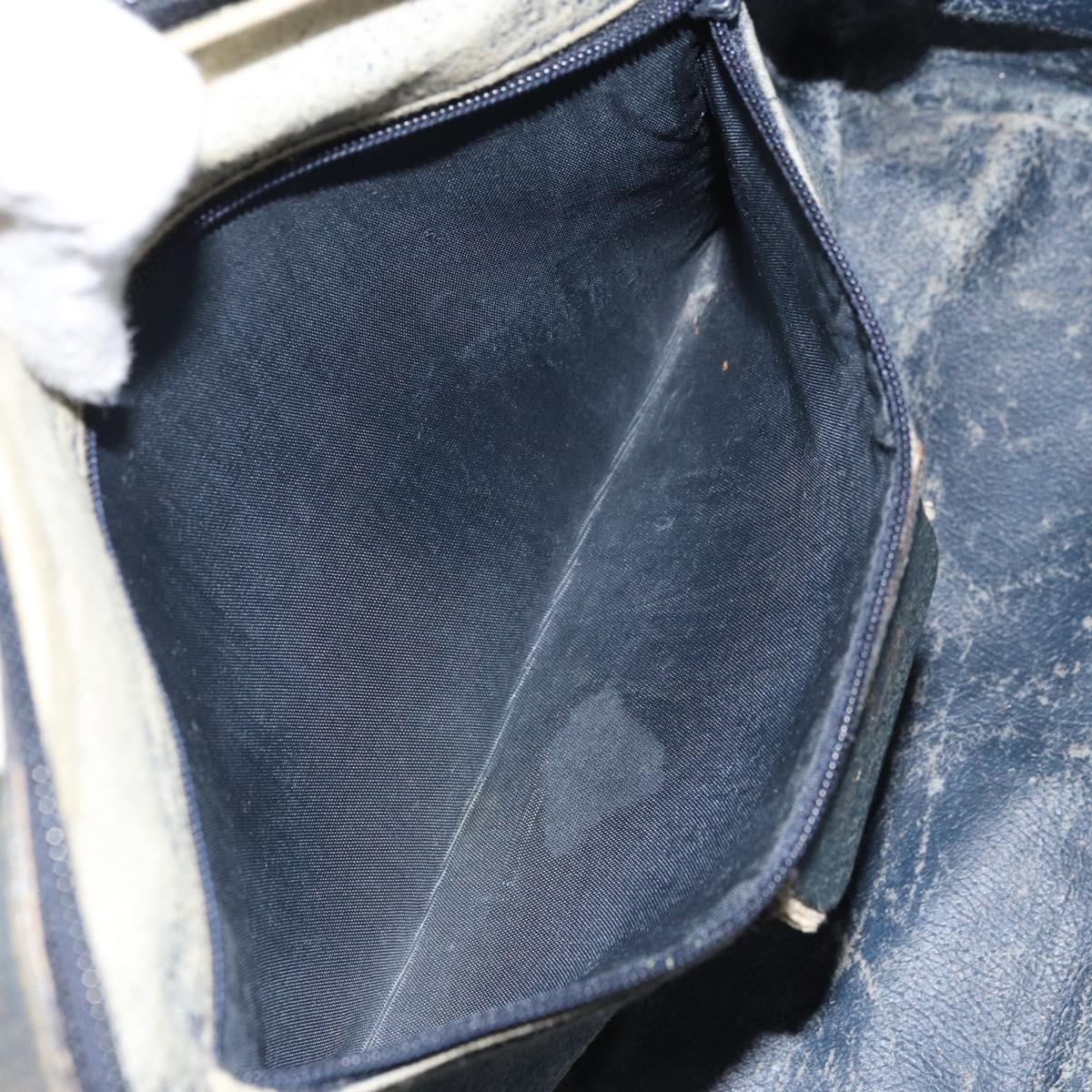 GUCCI GG Supreme Sherry Line Boston Bag PVC Navy Gold Auth 169024