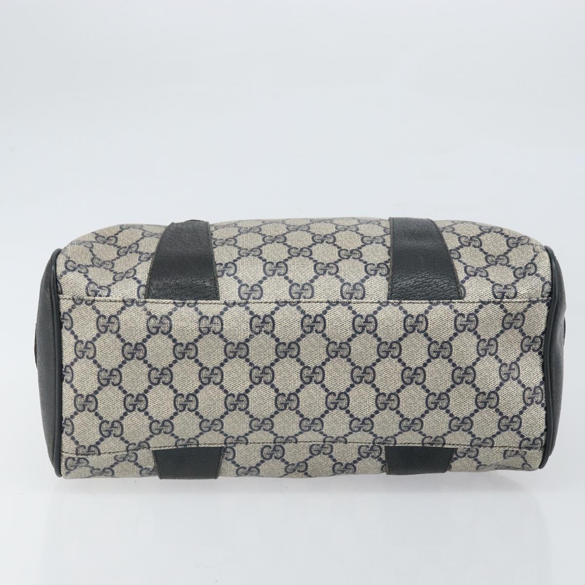 GUCCI GG Supreme Sherry Line Boston Bag PVC Navy Gold Auth 169024