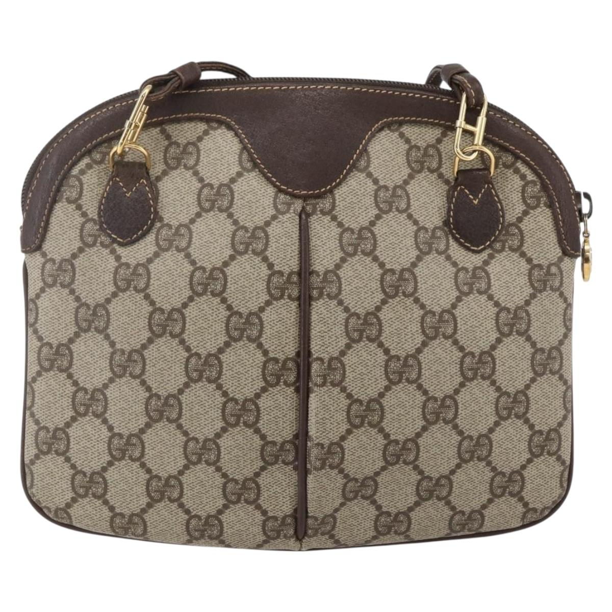 GUCCI GG Supreme Web Sherry Line Bag PVC Beige Gold 904 02 047 Auth 169025