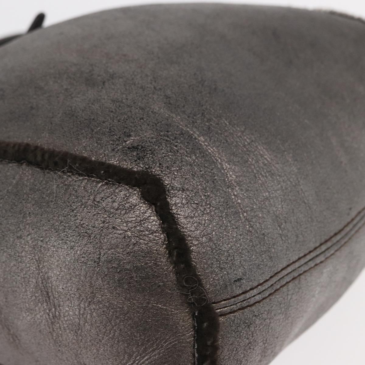 Salvatore Ferragamo Gancini Hand Bag Mouton Gray Auth 169029