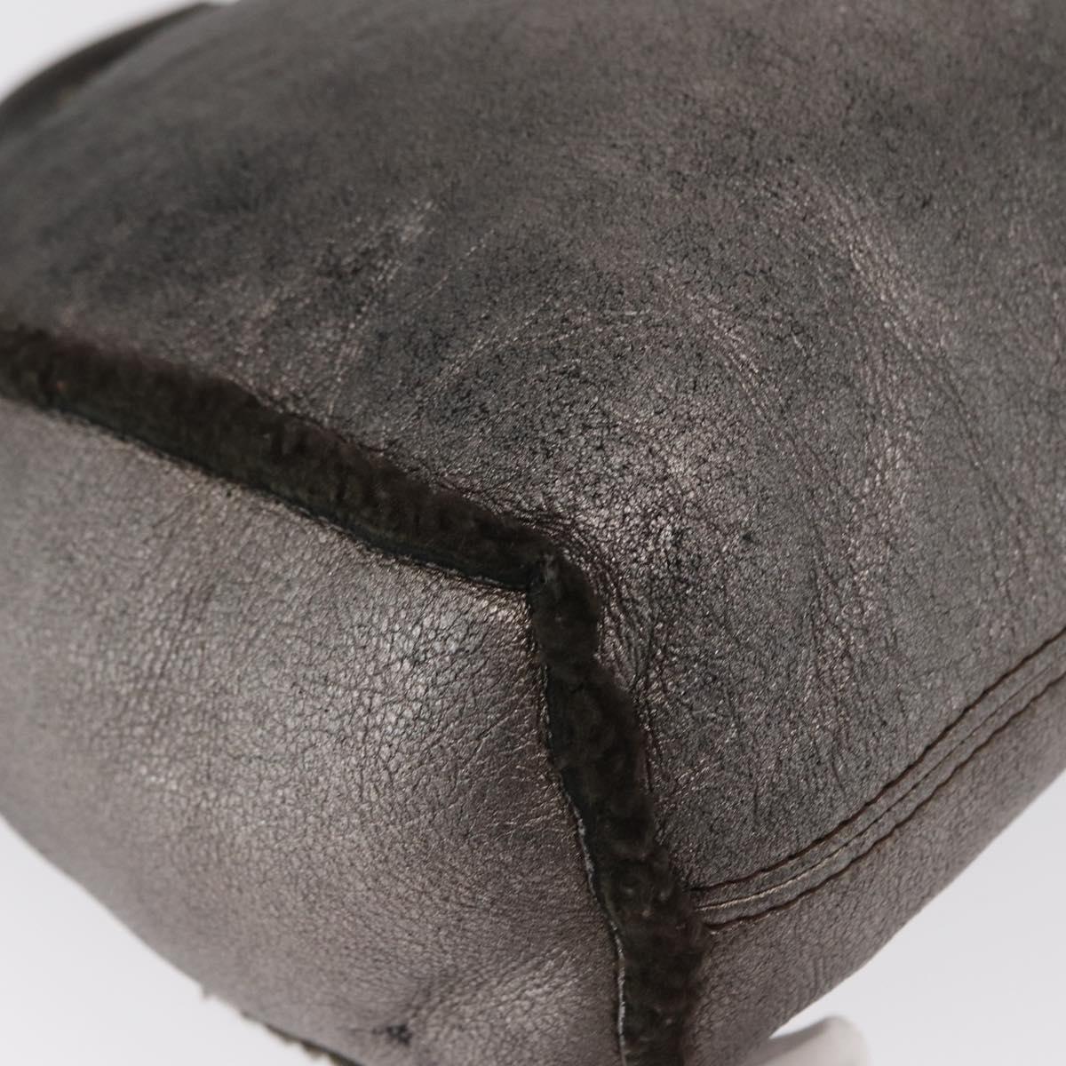 Salvatore Ferragamo Gancini Hand Bag Mouton Gray Auth 169029