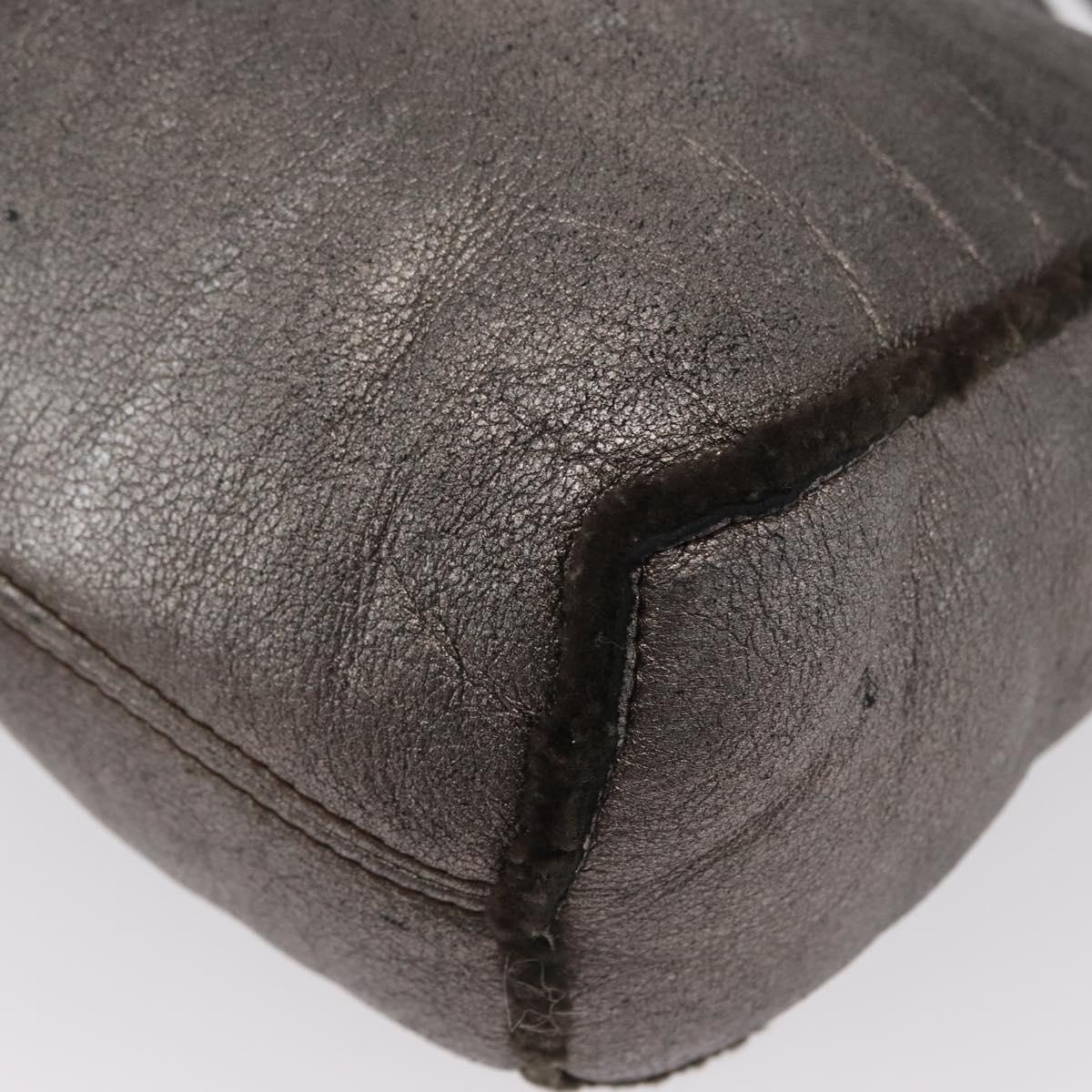 Salvatore Ferragamo Gancini Hand Bag Mouton Gray Auth 169029