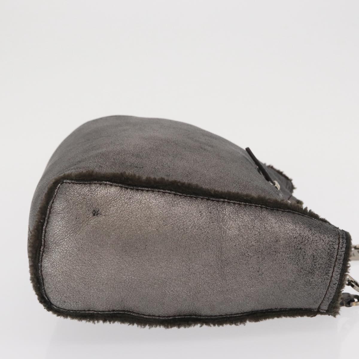 Salvatore Ferragamo Gancini Hand Bag Mouton Gray Auth 169029