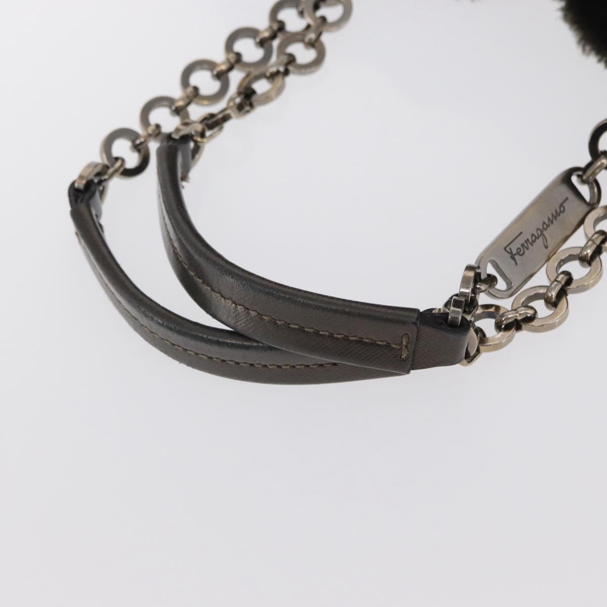 Salvatore Ferragamo Gancini Hand Bag Mouton Gray Auth 169029