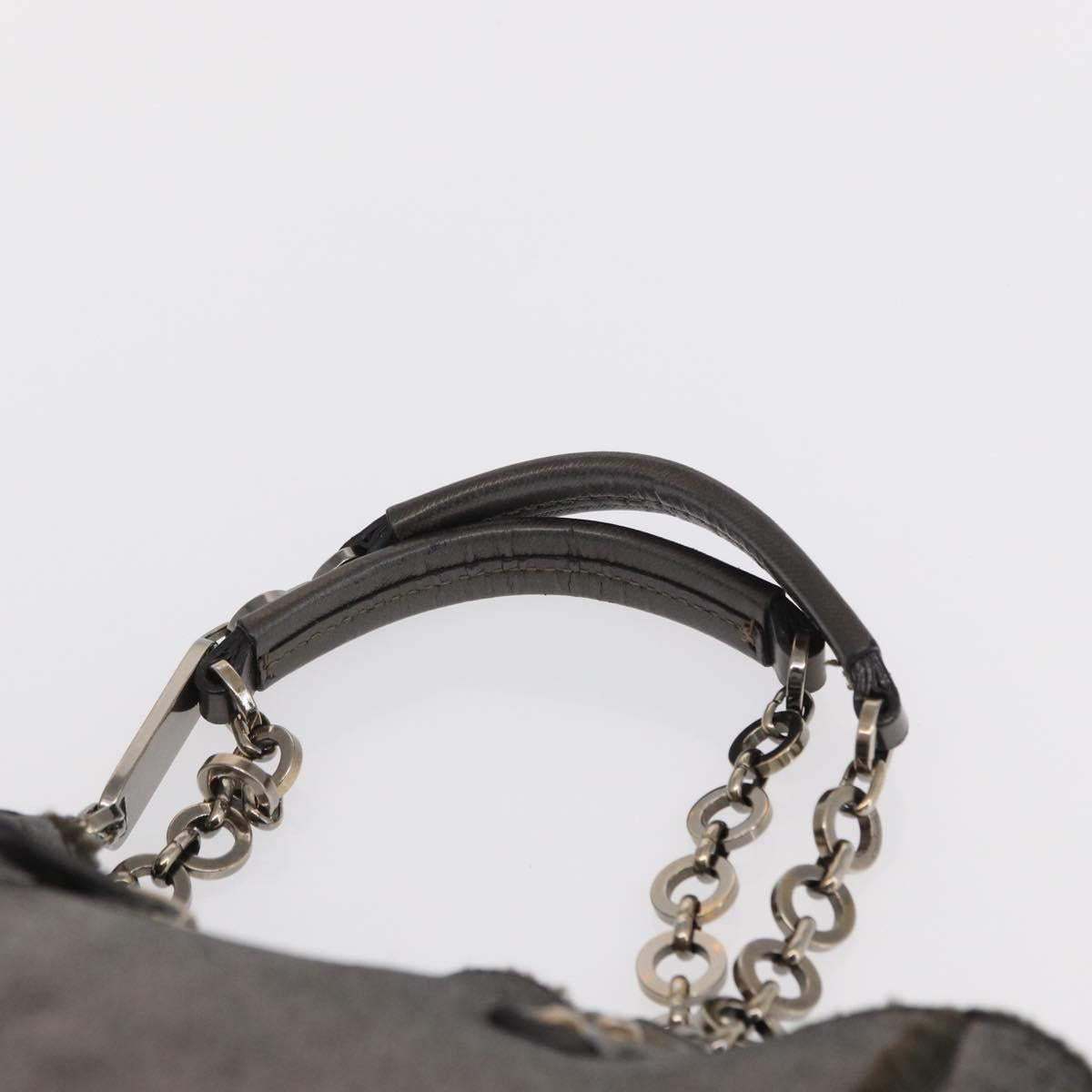 Salvatore Ferragamo Gancini Hand Bag Mouton Gray Auth 169029