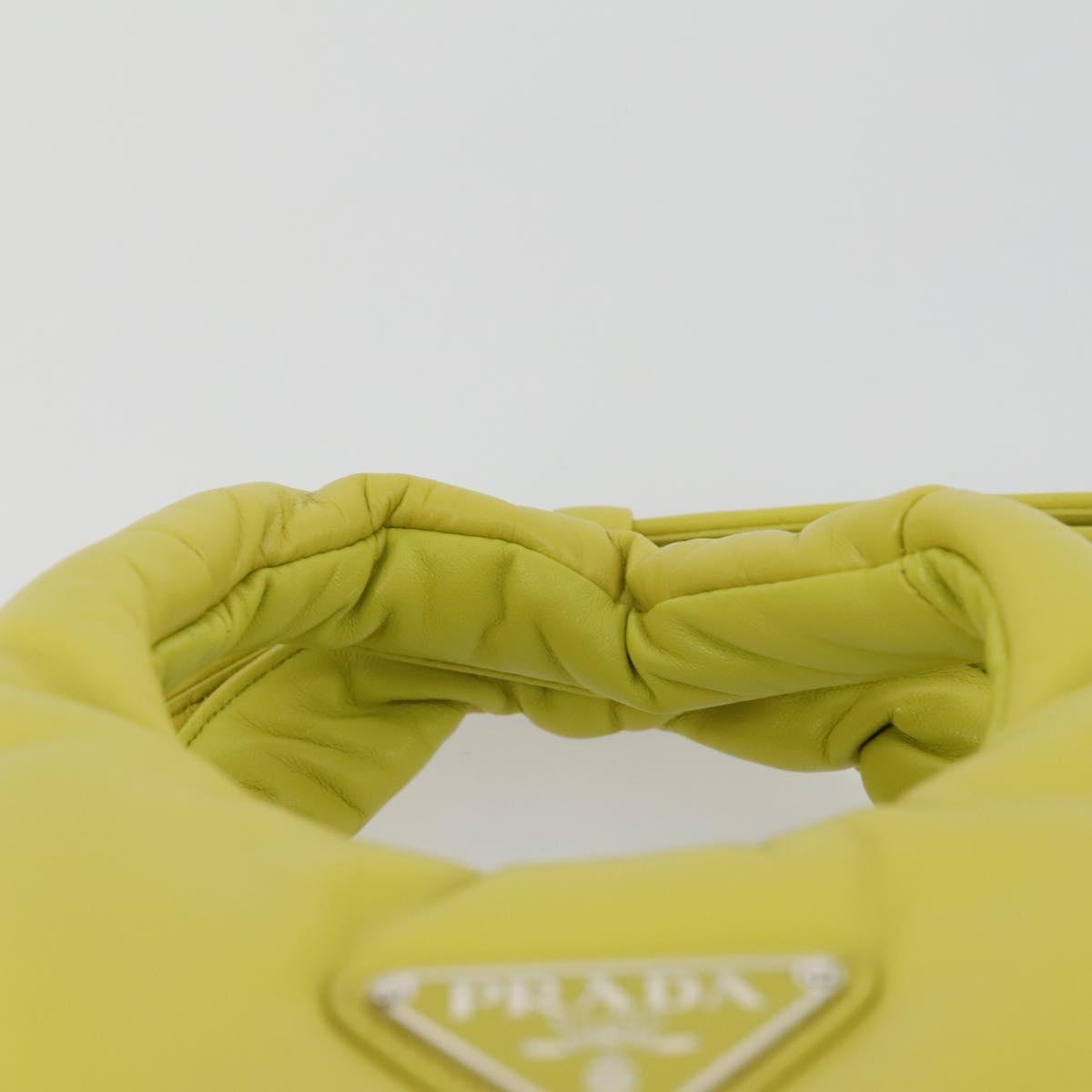 PRADA Hand Bag Leather 2way Yellow Silver Auth 169032SAM