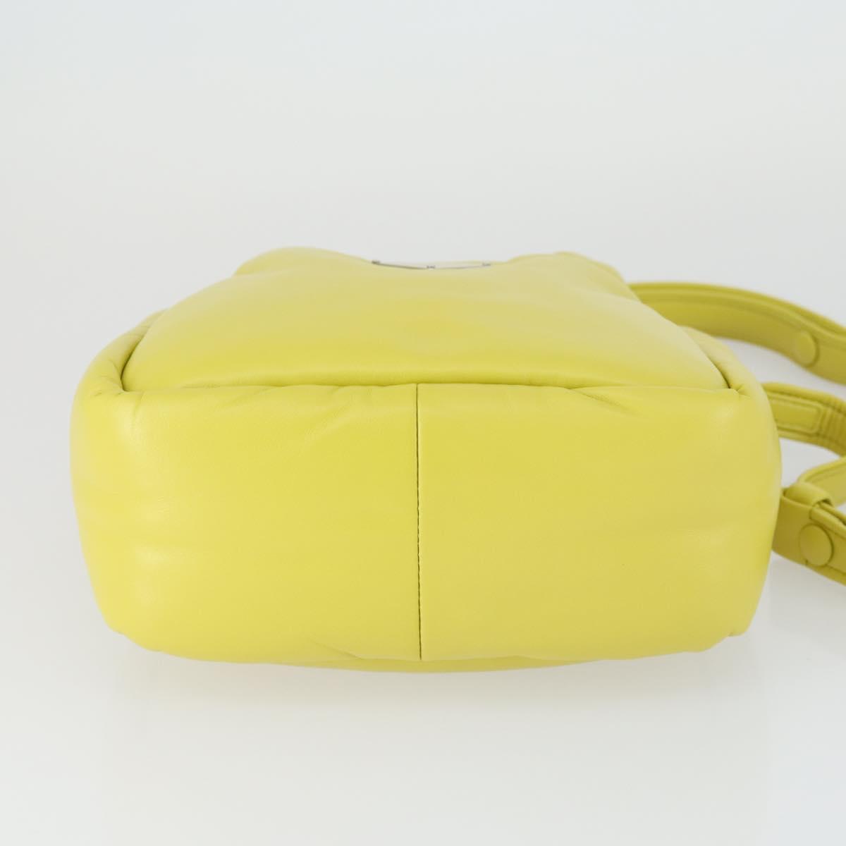 PRADA Hand Bag Leather 2way Yellow Silver Auth 169032SAM