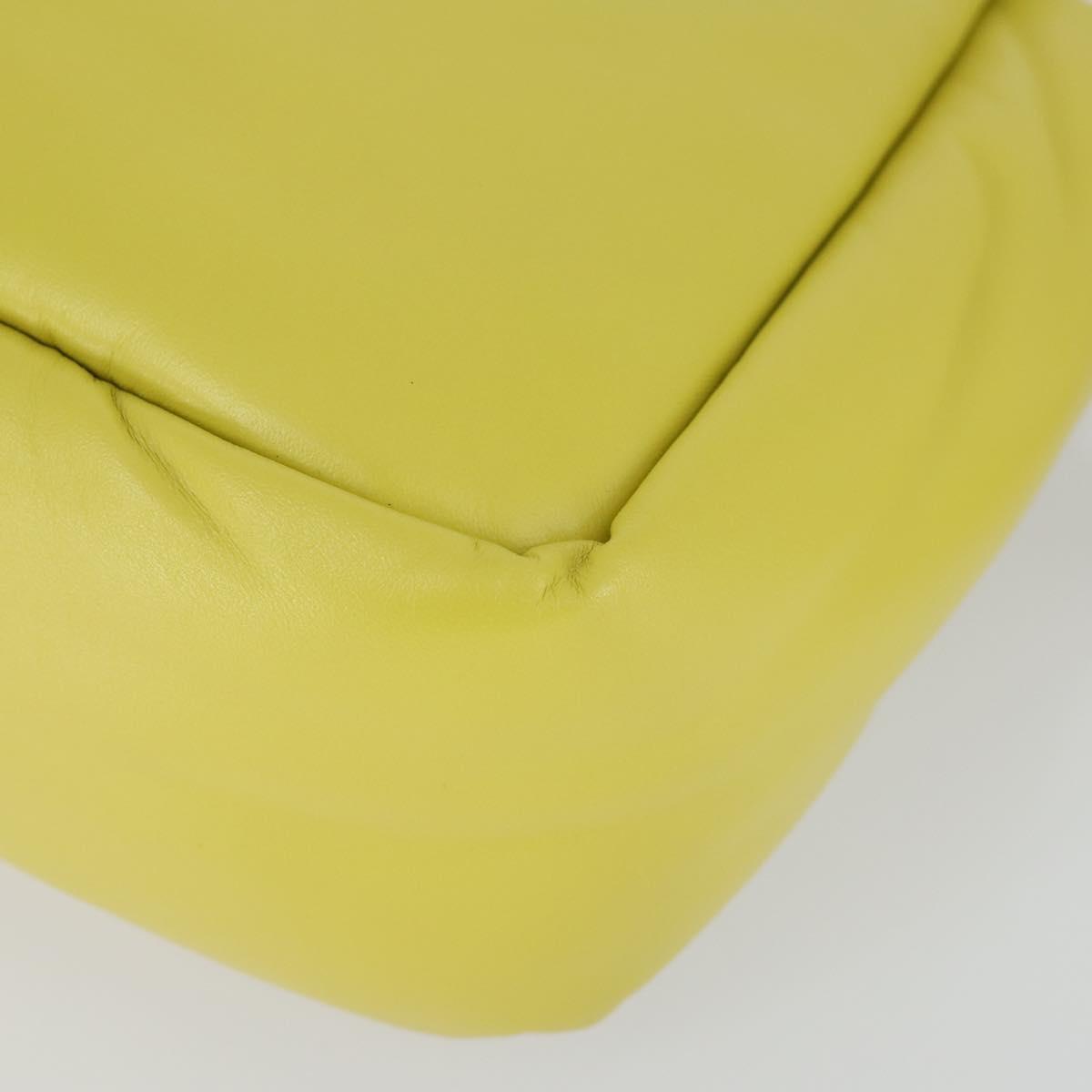 PRADA Hand Bag Leather 2way Yellow Silver Auth 169032SAM