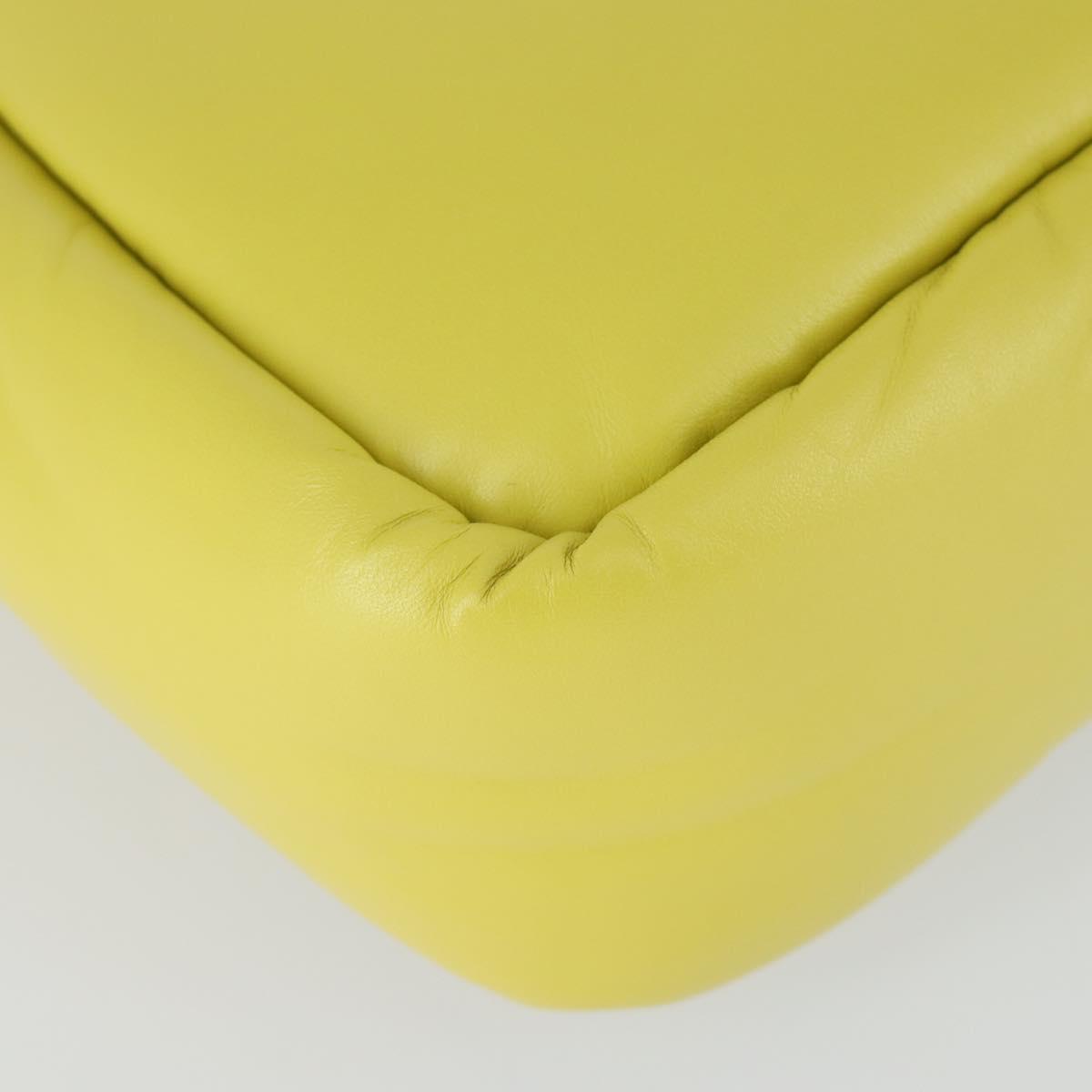 PRADA Hand Bag Leather 2way Yellow Silver Auth 169032SAM