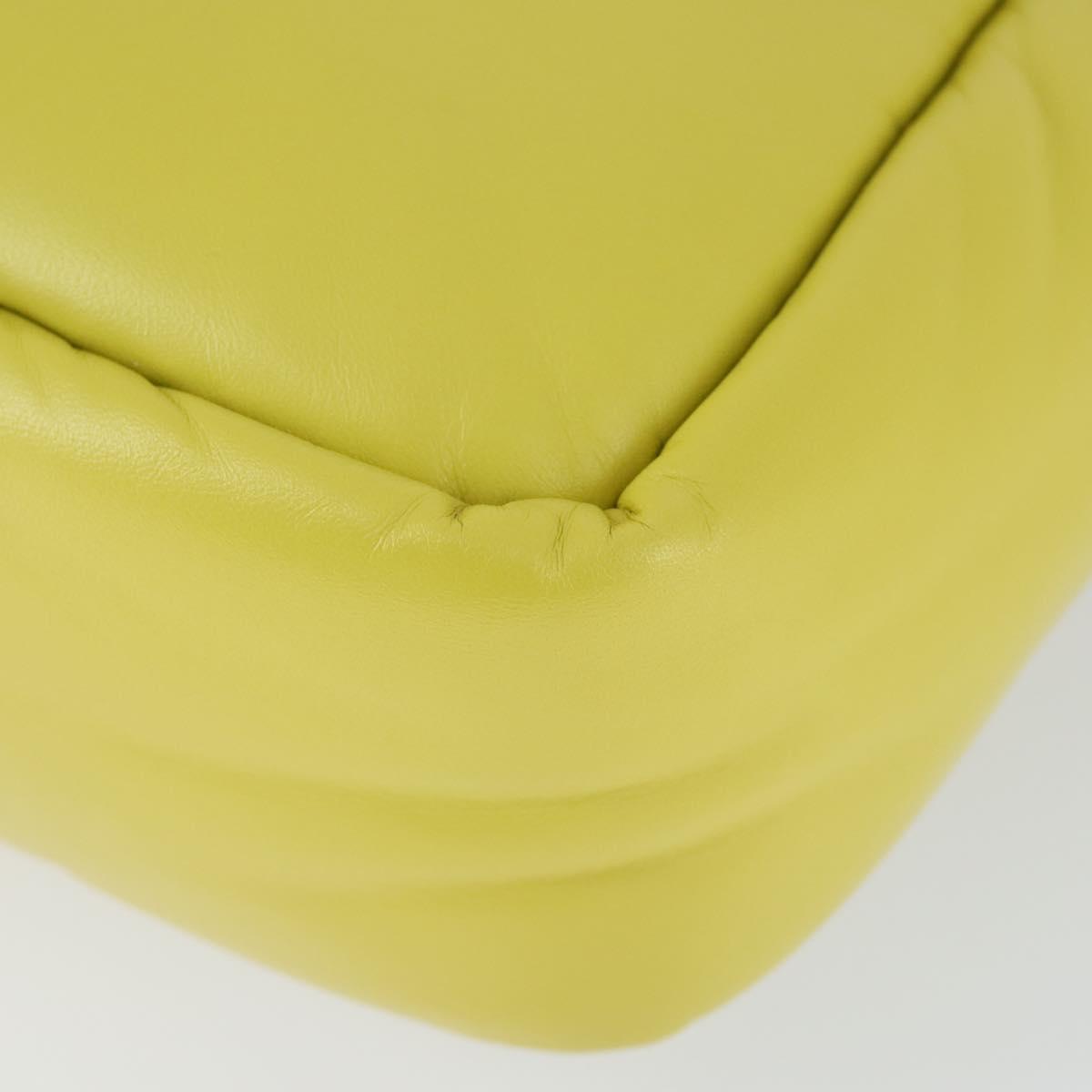 PRADA Hand Bag Leather 2way Yellow Silver Auth 169032SAM