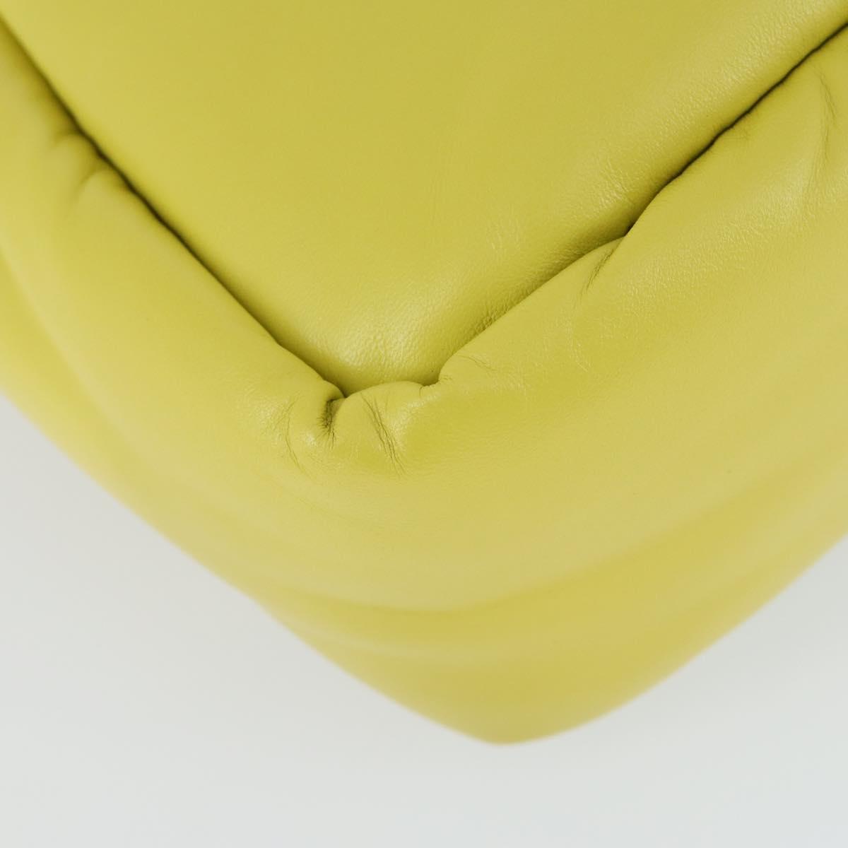 PRADA Hand Bag Leather 2way Yellow Silver Auth 169032SAM