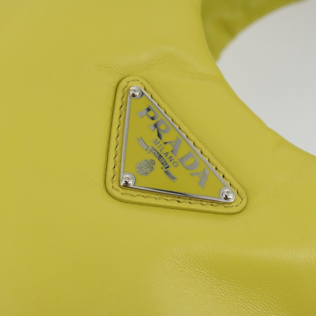 PRADA Hand Bag Leather 2way Yellow Silver Auth 169032SAM