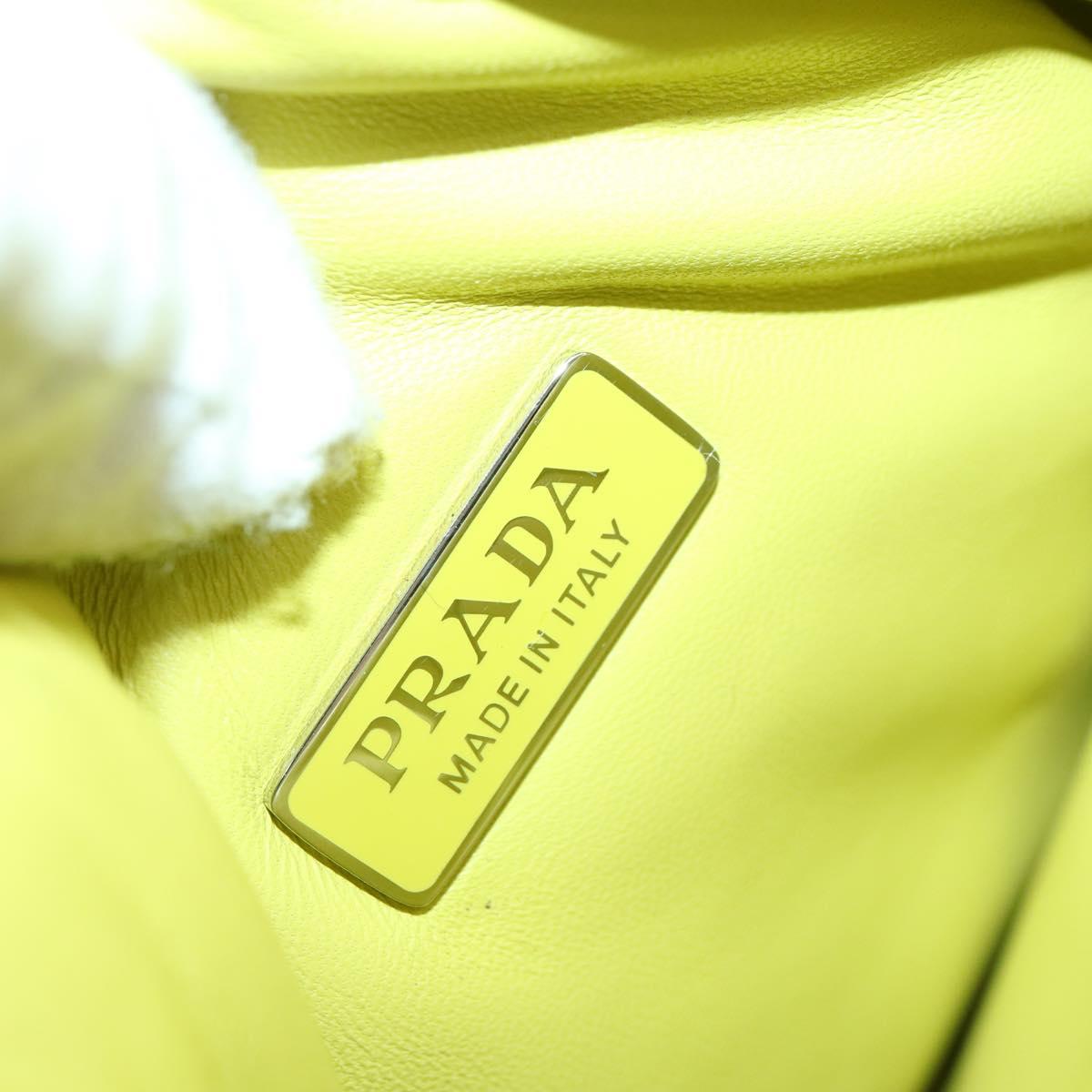 PRADA Hand Bag Leather 2way Yellow Silver Auth 169032SAM