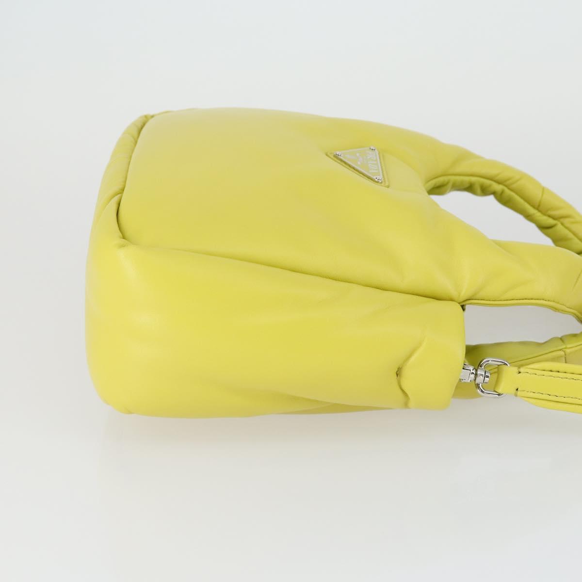 PRADA Hand Bag Leather 2way Yellow Silver Auth 169032SAM