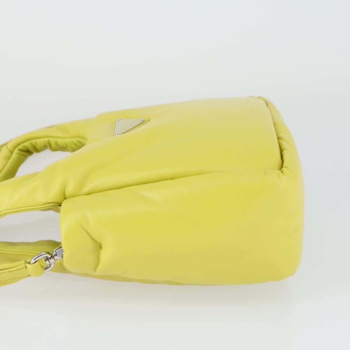 PRADA Hand Bag Leather 2way Yellow Silver Auth 169032SAM