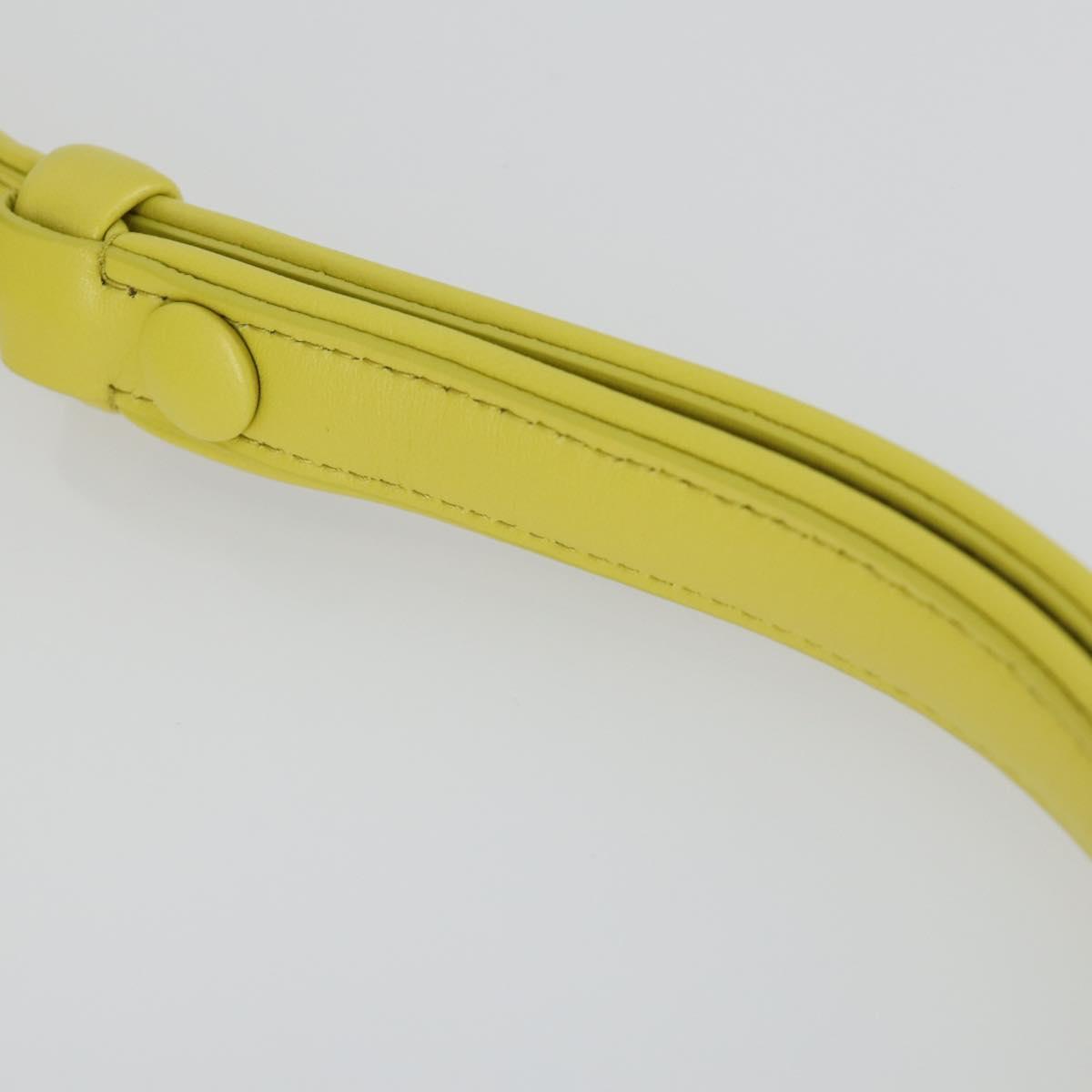 PRADA Hand Bag Leather 2way Yellow Silver Auth 169032SAM