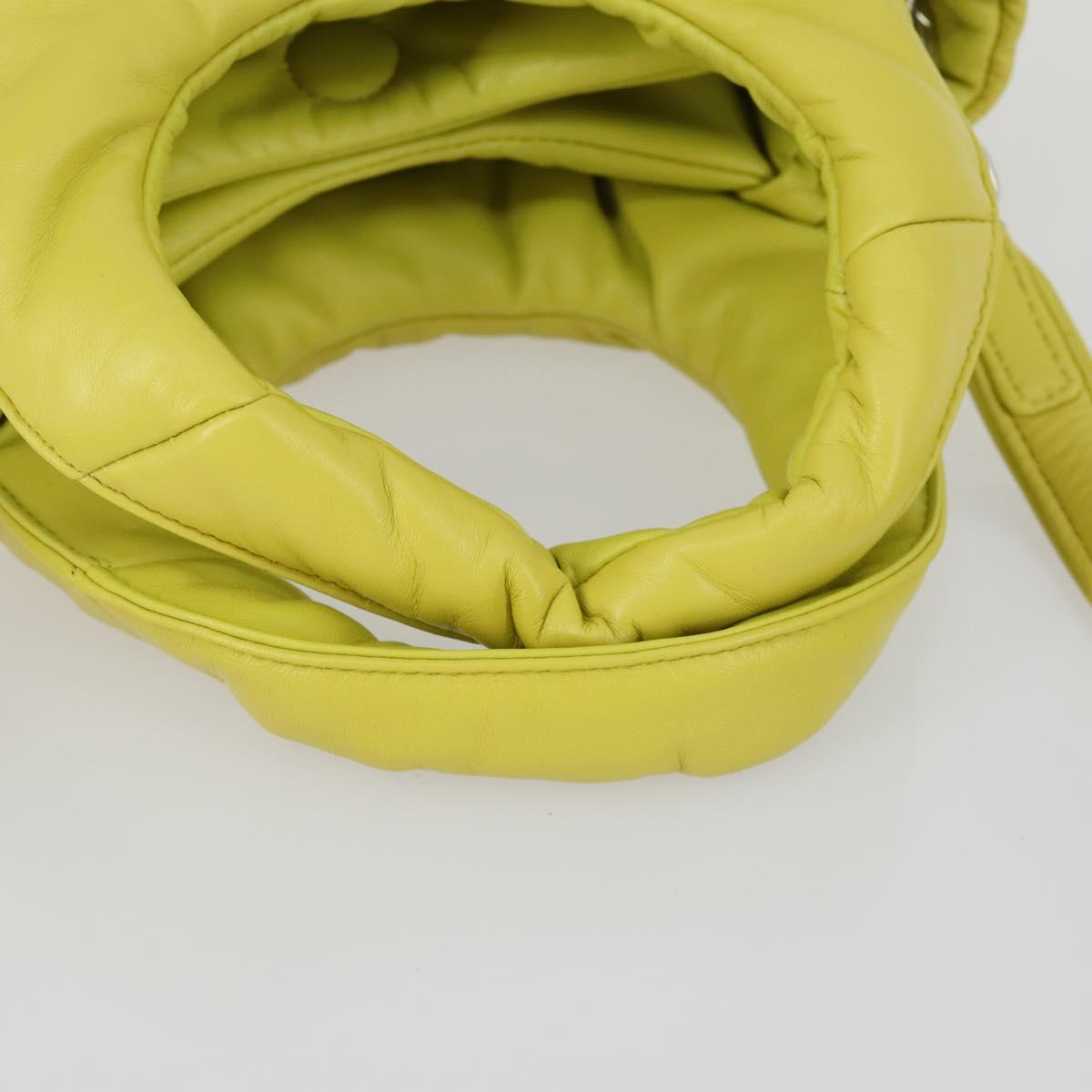 PRADA Hand Bag Leather 2way Yellow Silver Auth 169032SAM