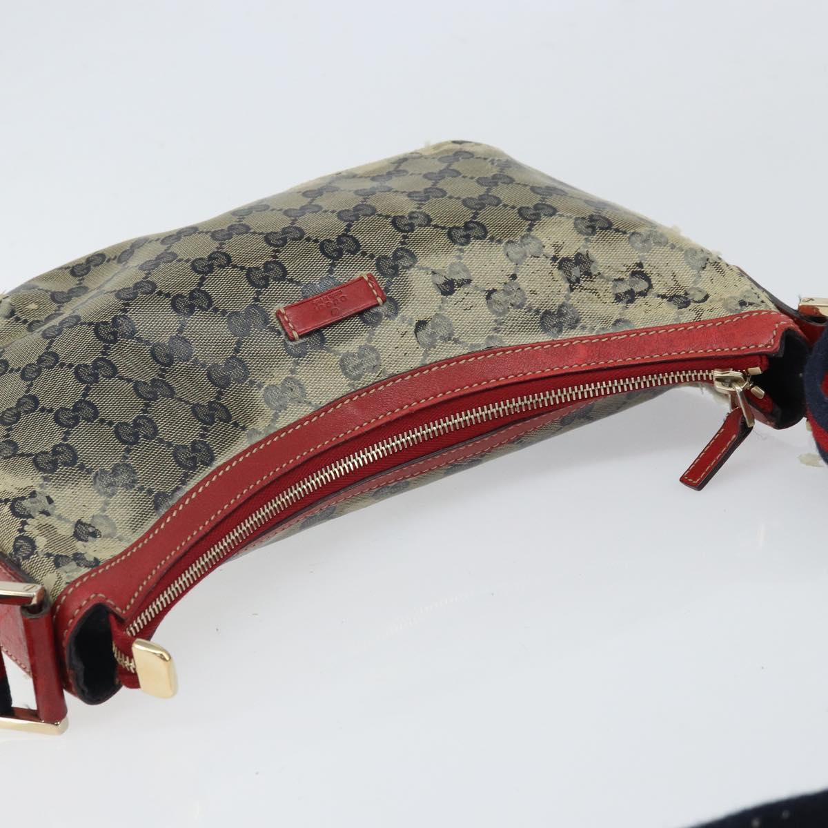 GUCCI GG Crystal Shoulder Bag Coated Canvas Navy Gold 181092 Auth 169036