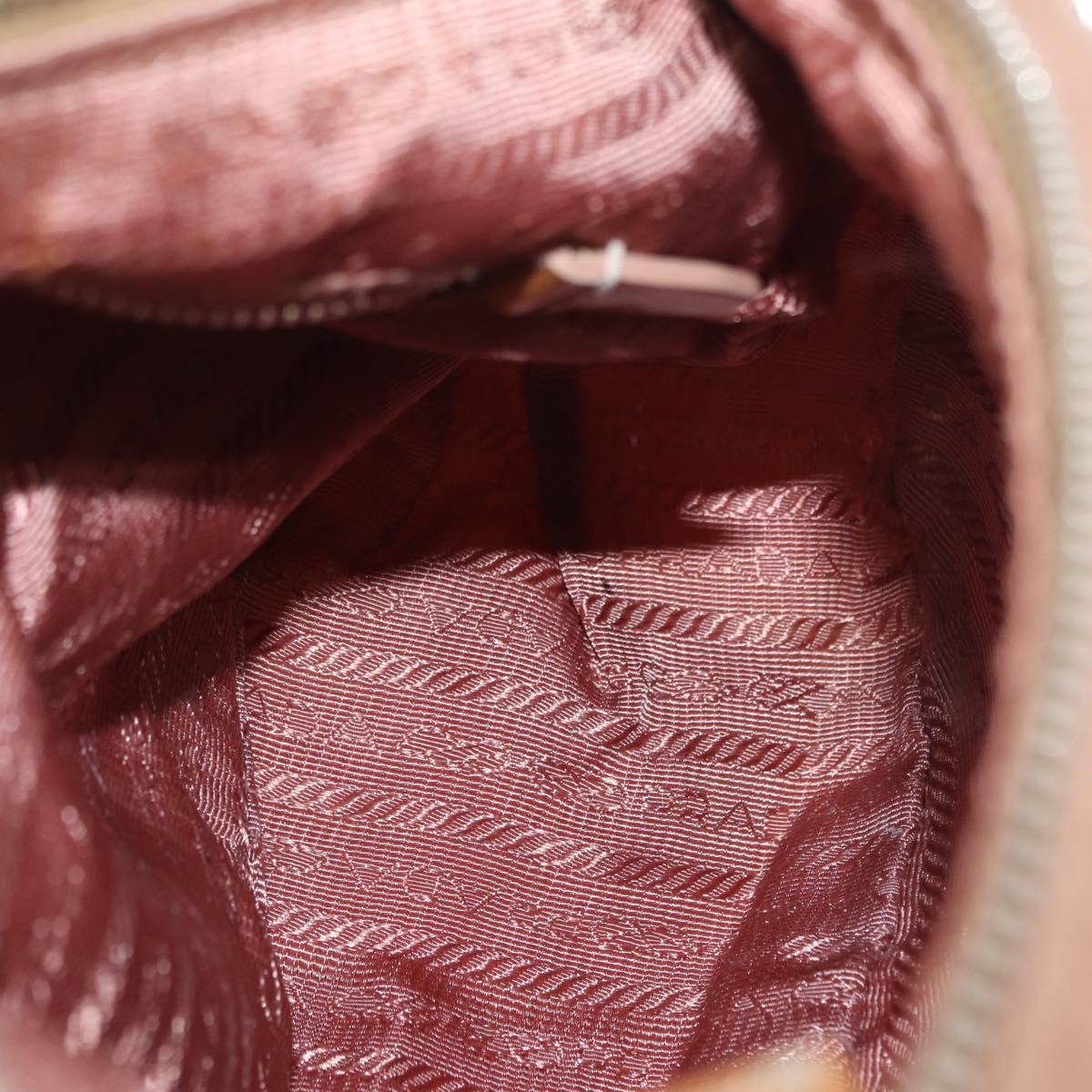 PRADA Shoulder Bag Nylon Beige Silver Auth 169041