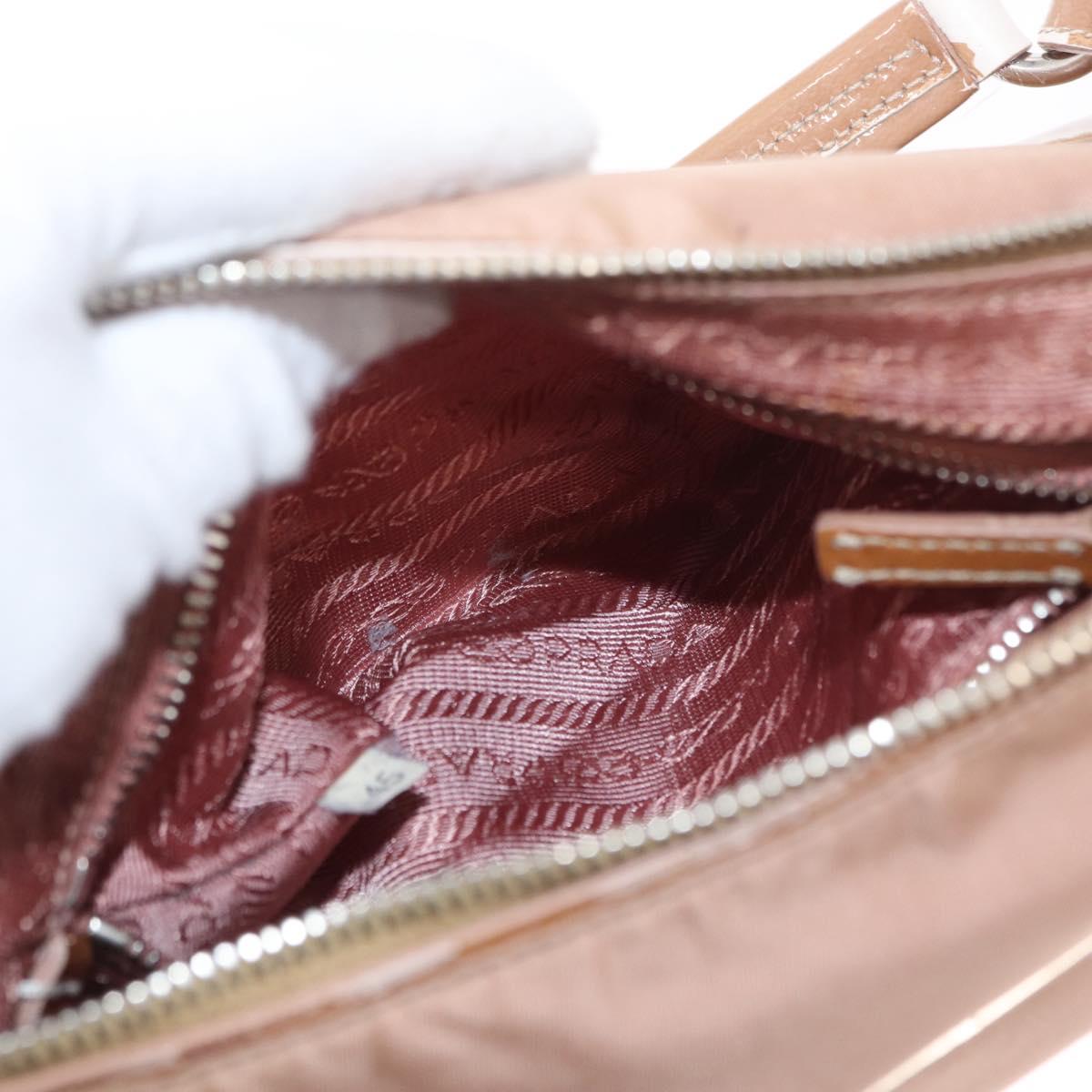 PRADA Shoulder Bag Nylon Beige Silver Auth 169041