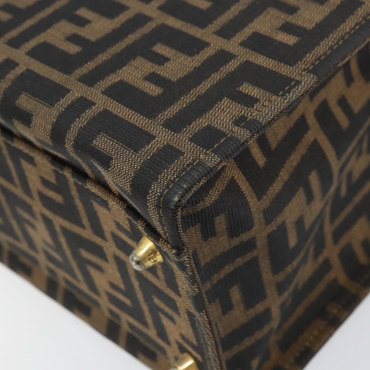 FENDI Zucca Canvas Vanity Hand Bag Black Brown Auth 169044