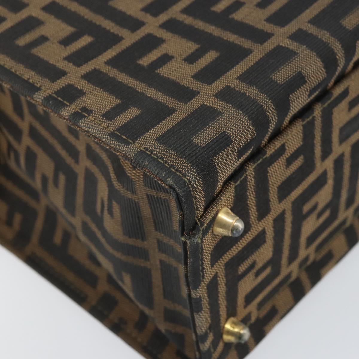 FENDI Zucca Canvas Vanity Hand Bag Black Brown Auth 169044